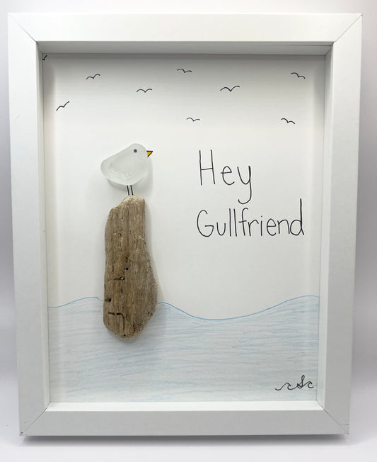 Hey Gull Friend Sea Glass and Driftwood Art