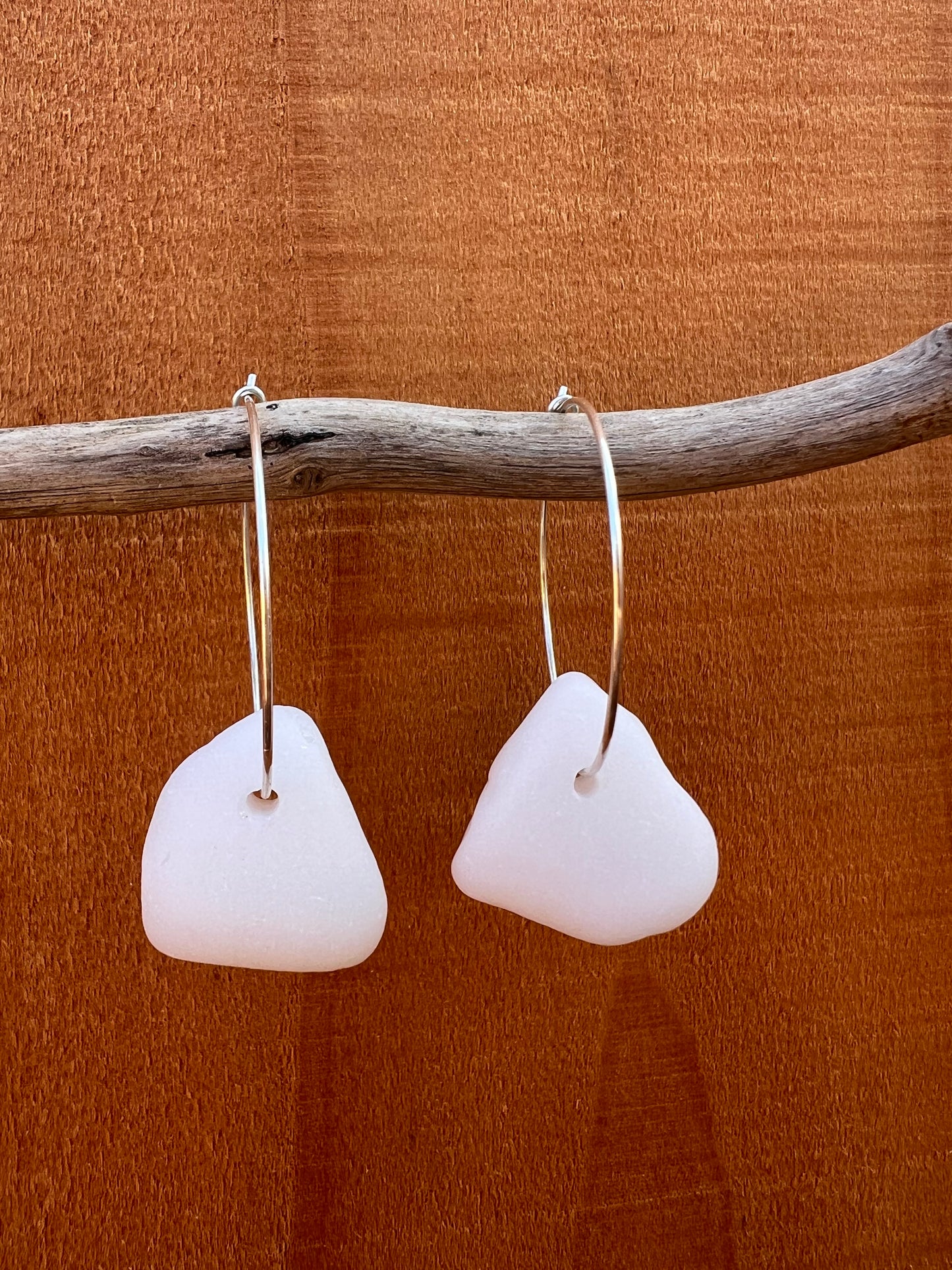 Milk Glass Hoop Earrings