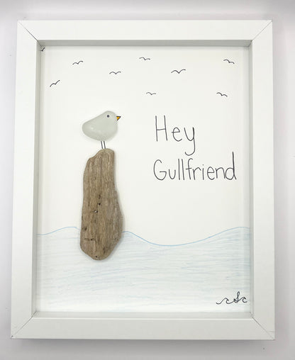 Hey Gull Friend Sea Glass and Driftwood Art